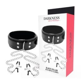 DARKNESS - COLLAR WITH NIPPLE CLAMPS BLACK 2